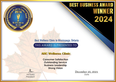 2024 CBRB Inc. AHC Wellness Clinic Award Certificate